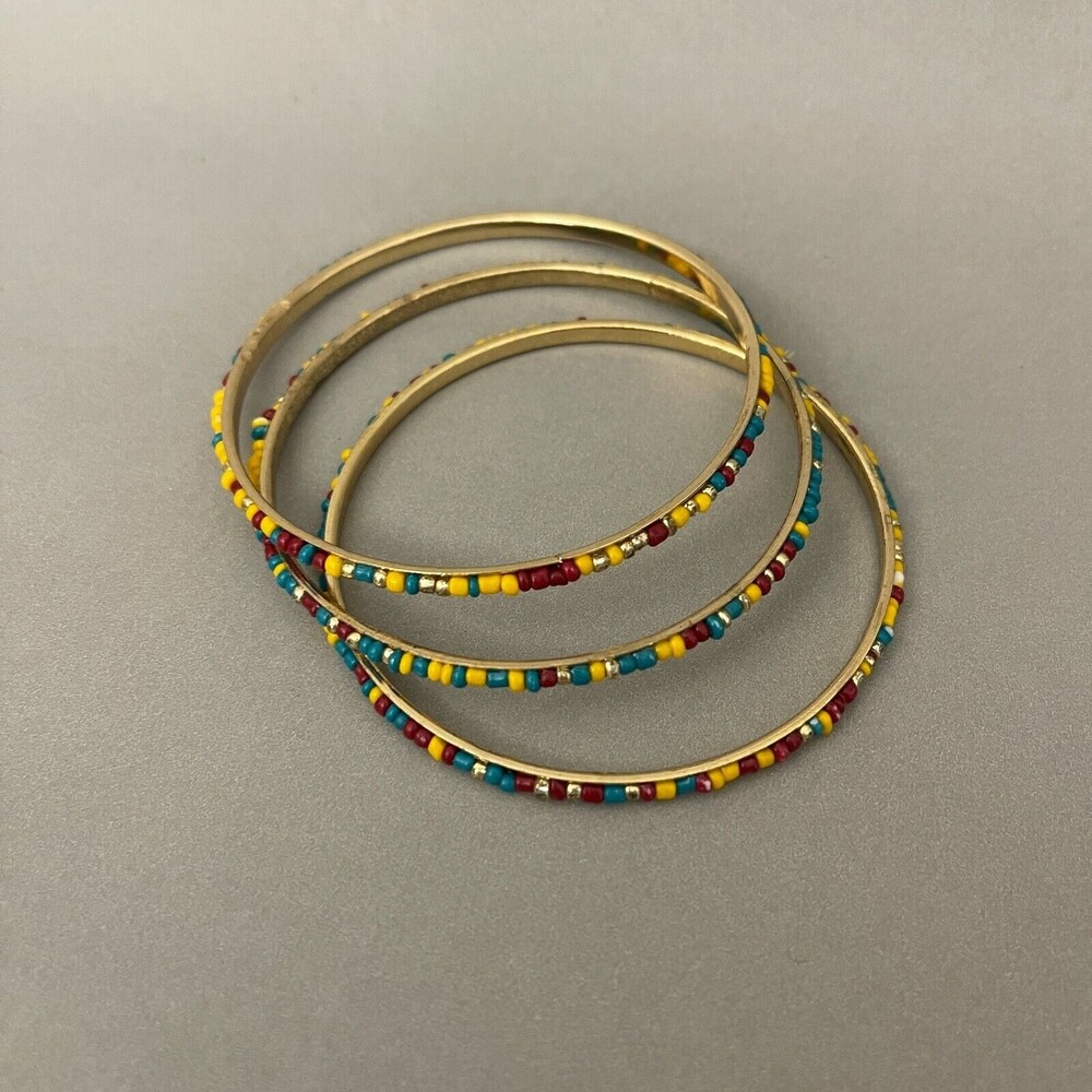 Multicolor Beads Gold-tone Fashion‎ Bangle Bracelet NOWT